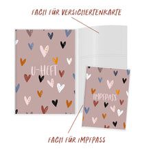 Lade das Bild in den Galerie-Viewer, U-Heft-Hülle inkl. Impfpass-Hülle - Herzen